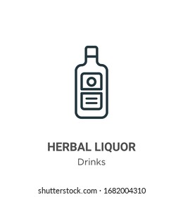 Herbal liquor outline vector icon. Thin line black herbal liquor icon, flat vector simple element illustration from editable drinks concept isolated stroke on white background