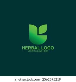 herbal logo b initial icon with creative vector illustration