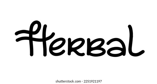Herbal logo design, vector label for brand. Hand-drawn lettering. Template calligraphy.