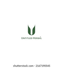 Herbal Logo in green color. U and H concept logo for the medical industry or Herbal drug industry. 