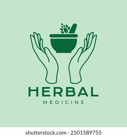 herbal logo with hand  treatment  health  natural  icon symbol illustration design vector