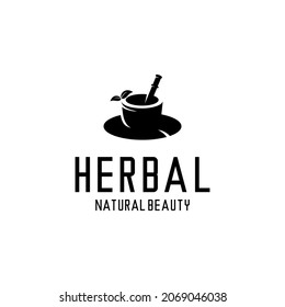 herbal logo illustration vector, leaves, bowl vector