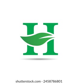 Herbal Logo Initial Letter H with Leaf Graphic. Smart Logo Combination of the Letter H with Green Leaves. Good for Icon or Symbol of Organic, Natural and Herbal Medicine.