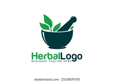 Logotipo de hierbas. Plantilla del logotipo de la medicina herbaria