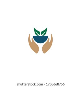 Ilustración de icono vectorial de la plantilla de logotipo herbal