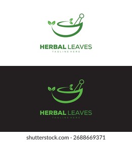 Gráfico vetorial de logotipo de ervas com um ícone que consiste em folha. Melhor para qualquer empresa.