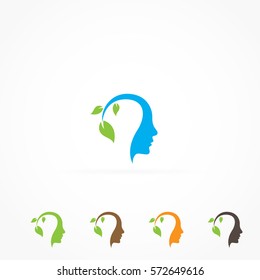 Herbal Man mind head logo icon