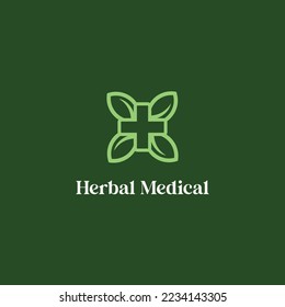 Herbal medical leaf green logo design icon vector