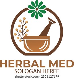 Plantilla de diseño de logotipo médico herbario