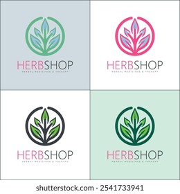 Plantas medicinales herbarias herboristería moderno logo set diseño de Plantilla