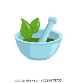 herbal medicine bowl vector illustration in flat style design