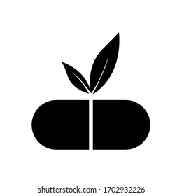 Herbal medicine capsule icon vector