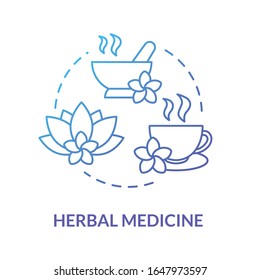 Herbal medicine concept icon. Alternative therapy, herbalism idea thin line illustration. Traditional treatment with medicinal plants, naturopathy. Vector isolated outline RGB color drawing