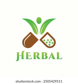 Herbal Medicine Drug For Human Life Body Natural Supplement Capsule Pill Leaf Ayurveda Logo