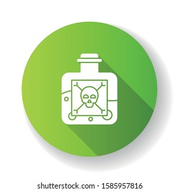 Herbal medicine green flat design long shadow glyph icon. Organic chemistry. Pharmaceutical products. Medicinal chemistry. Organic compounds against illnesses. Vector silhouette illustration