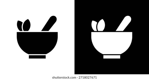 Icono de medicina herbaria Flat Solid Style en colores blanco y negro. Vector eps10.