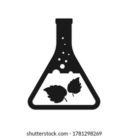Herbal medicine icon isolated on white. Stencil eco symbol. Vector stock illustration. EPS 10