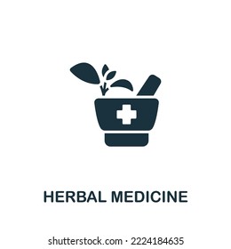 Icono de Medicina Herbal. Icono monocromo de asistencia sanitaria simple para plantillas, diseño web e infografías