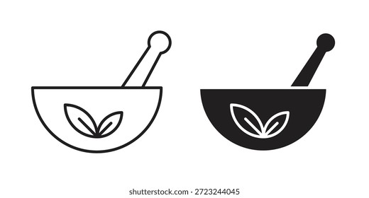 Esquema del icono de la medicina herbaria y signo de Vector sólido, pictogramas lineales
