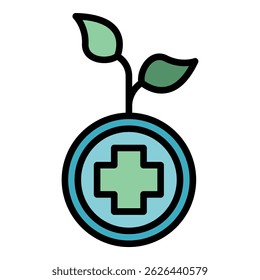 Herbal medicine icon. Outline herbal medicine vector icon color flat isolated