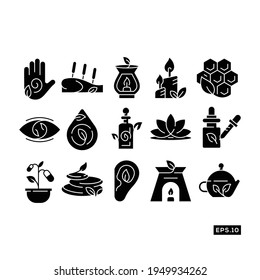 Herbal medicine icon set. Alternative Health care Icon or logo vector illustration