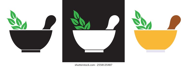 Herbal Medicine  icon set.  isolated on white and black background. EPS 10