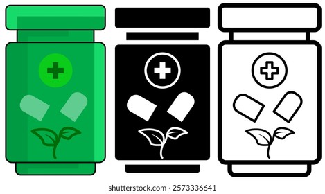 herbal medicine icon, simple flat style, illustration, logo sign symbol pictogram template, for ui or ux isolated on white for mobile app, editable	