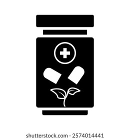 herbal medicine icon, simple flat style, illustration, logo sign symbol pictogram template, for ui or ux isolated on white for mobile app, editable	