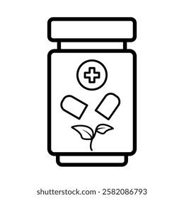 herbal medicine icon, simple flat style, illustration, logo sign symbol pictogram template, for ui or ux isolated on white for mobile app, editable