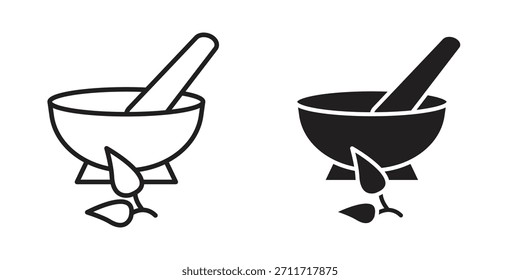 Icono de medicina herbaria en estilo lineal y plano delgado. conjunto de signos y símbolos
