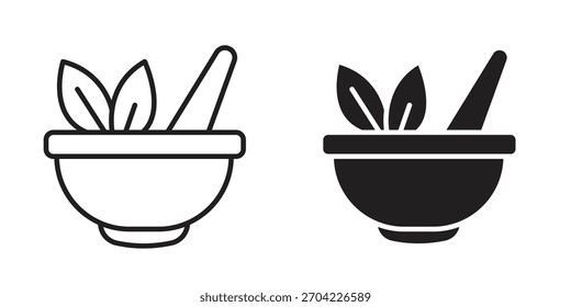 Icono de medicina herbaria en estilo plano y trazo delgado.