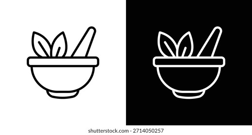 Icono de medicina herbaria en estilo plano y trazo delgado.