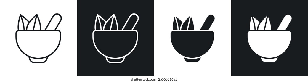 Herbal medicine icon vector collection in black and white.
