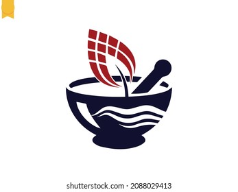 Herbal Medicine Icons. Mortar And Pestle Isolated On A White Background. Vector Illustration. Herbal Icon Vector. Business. Sign And Symbol. Eps10