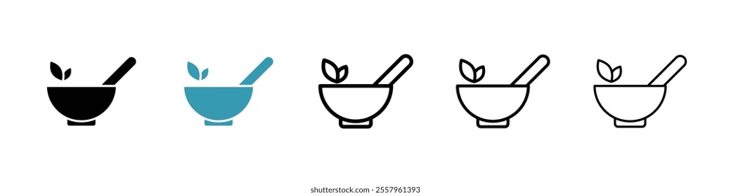 Herbal medicine icons pack in black and blue.