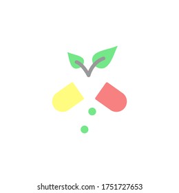 Herbal medicine leaf icon. Simple color vector elements of alternative medicine icons for ui and ux, website or mobile application