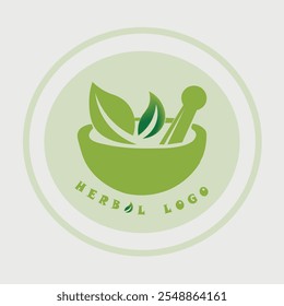 Diseño de logotipo de hoja de medicina herbaria