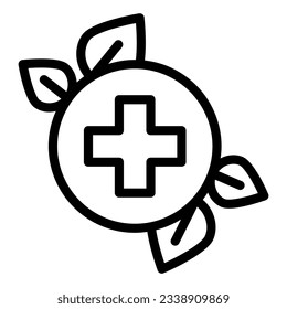 Icono de línea de medicina herbaria. Ilustración vectorial de medicina natural aislada en blanco. Diseño de estilo de esquema de medicina alternativa, diseñado para web y app. Eps 10