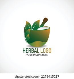 Diseño de la plantilla del logo de la medicina herbaria, vector de diseño del logo herbal.