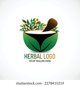 Diseño de la plantilla del logo de la medicina herbaria, vector de diseño del logo herbal.