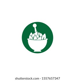 Herbal medicine logo template vector icon illustration