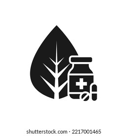 Herbal medicine. Organic drug icon flat isolated on white background. Vector illustration