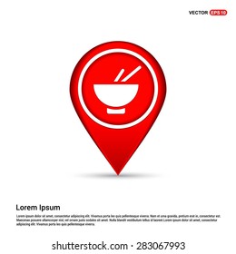 herbal medicine, pharmacy icon - abstract logo type icon - white icon in map pin point showing Folder concept red background. Vector illustration