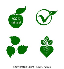 Herbal medicine set icons isolated on white. Stencil eco symbols. Vector stock illustration. EPS 10