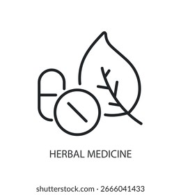 Iconos de vectores de línea delgada de medicina herbaria.