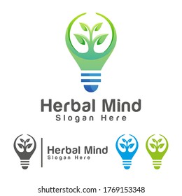 Bombilla de mente herbal con diseño de logo de hoja o planta