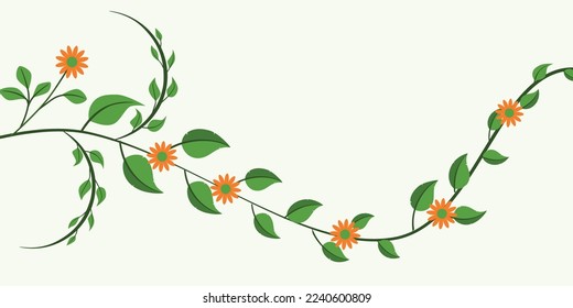 Herbal minimalist and modern vector banner. Hand painted plants, branches, leaves on a white background. Greenery wedding simple horizontal template. All elements are isolated and editable