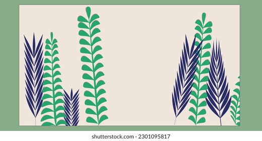 Herbal minimalist vector banner. Hand painted plants, branches, leaves , Greenery wedding simple horizontal template. Watercolor style card. All elements are isolated and editable.
