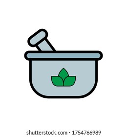 Herbal, mortar, medicine vector icon