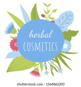 Herbal organic cosmetics concept. Vector illustration. 